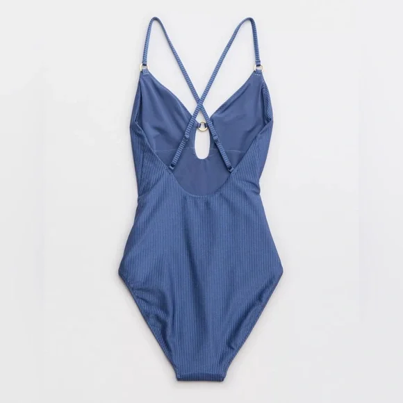 NWT Aerie Shine Rib Full Coverage One Piece Swimsuit - Picture 6 of 7